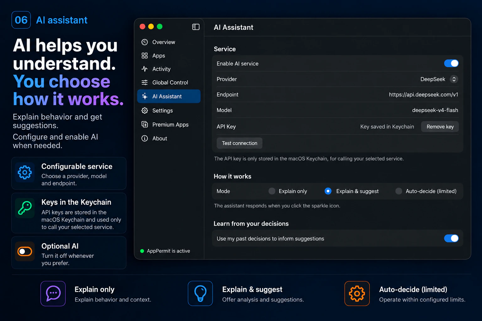 AppPermit AI service configuration and working modes