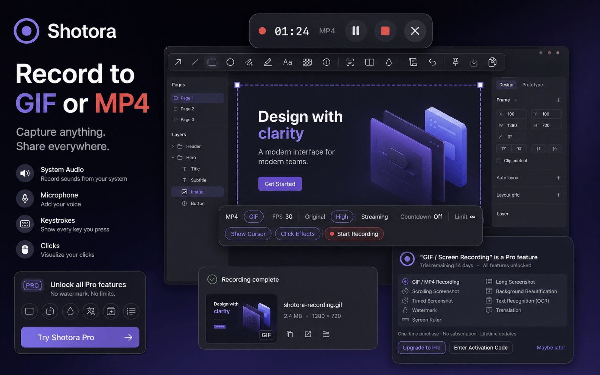 Screen recording on macOS: GIF and MP4 region capture